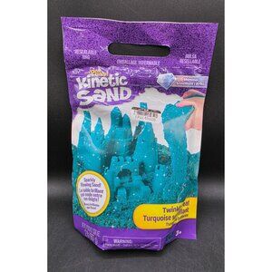 Kinetic Sand Twinkly Teal Resealable Bag Sparkly Flowing Sand 2 Lb Mold & Play